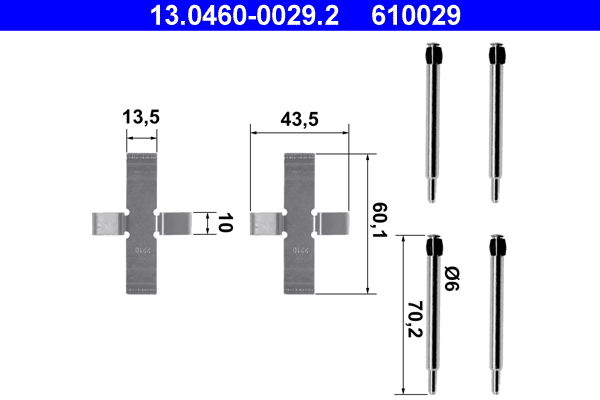 Kit accessori, pastiglia freno ATE 610029