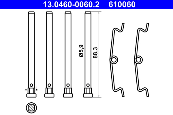 Kit accessori, pastiglia freno ATE 610060