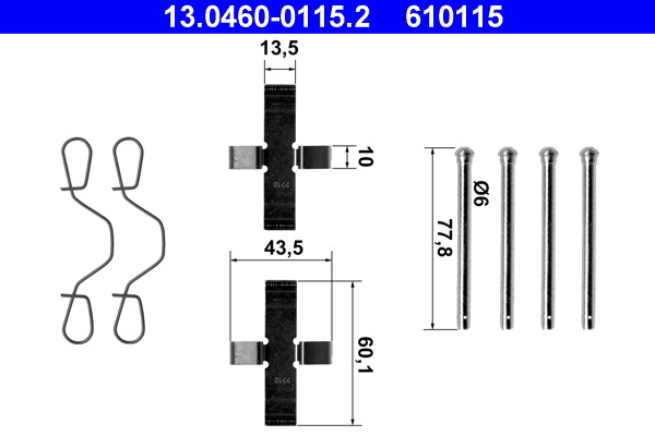 Kit accessori, pastiglia freno ATE 610115