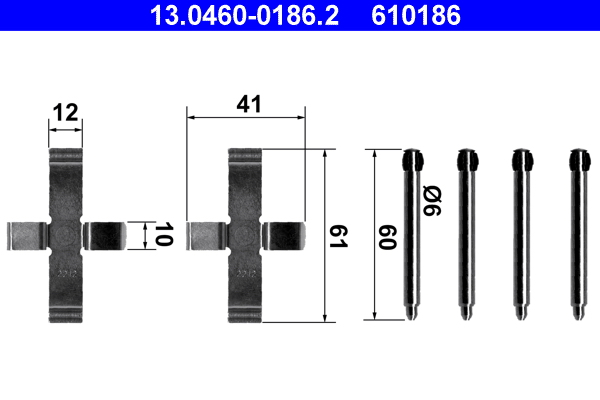 Kit accessori, pastiglia freno ATE 610186