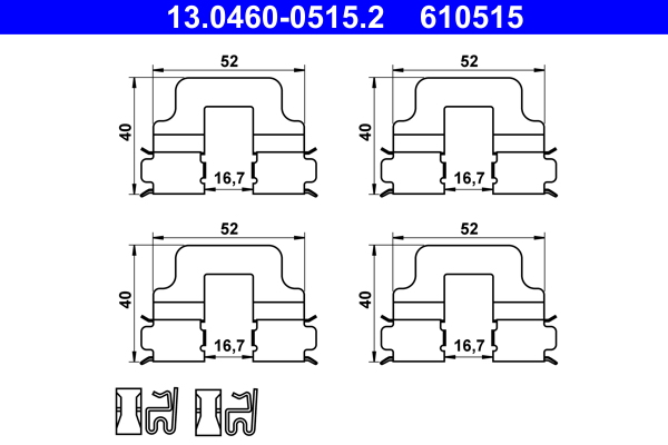 Kit accessori, pastiglia freno ATE 610515