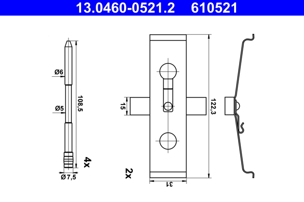 Kit accessori, pastiglia freno ATE 610521