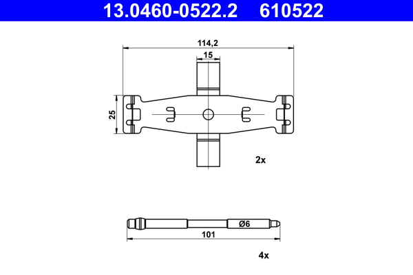 Kit accessori, pastiglia freno ATE 610522