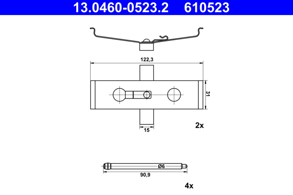 Kit accessori, pastiglia freno ATE 610523