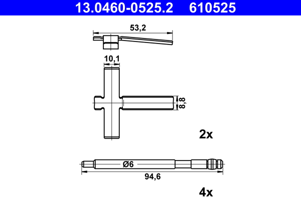 Kit accessori, pastiglia freno ATE 610525