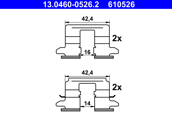 Kit accessori, pastiglia freno ATE 610526
