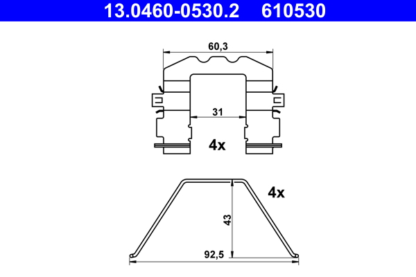 Kit accessori, pastiglia freno ATE 610530