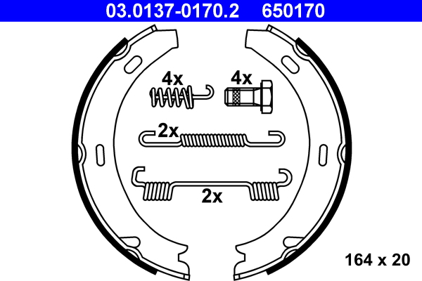 Kit ganasce, freno stazionamento ATE 650170