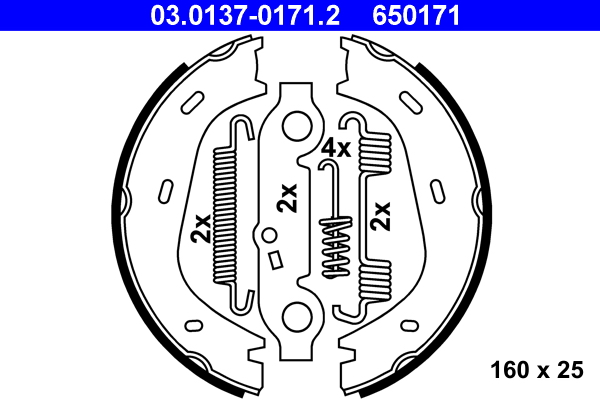 Kit ganasce, freno stazionamento ATE 650171