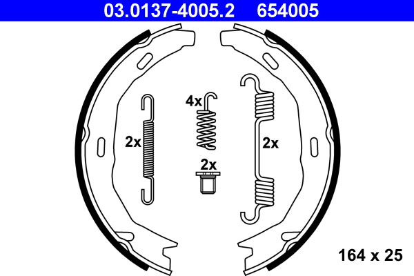 Kit ganasce, freno stazionamento ATE 654005