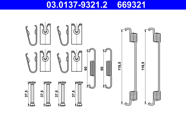 Kit accessori, ganasce freno ATE 669321