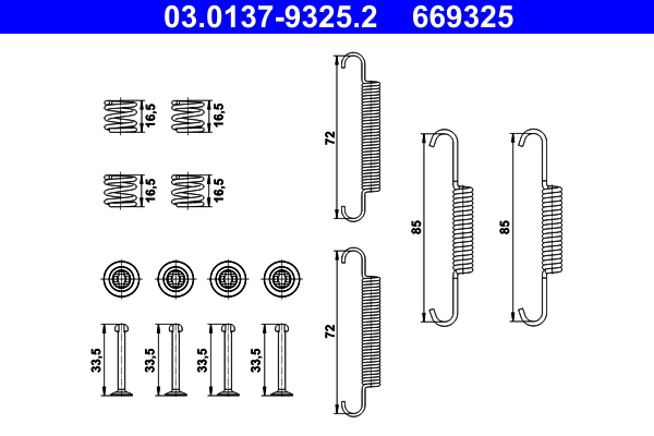 Kit accessori, ganasce freno stazionamento ATE 669325
