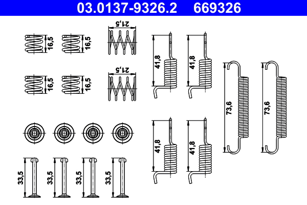Kit accessori, ganasce freno stazionamento ATE 669326