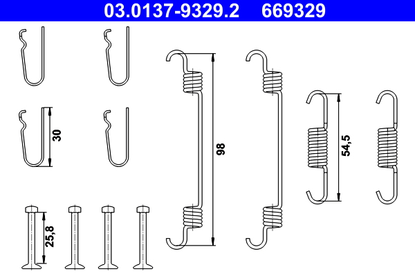Kit accessori, ganasce freno stazionamento ATE 669329