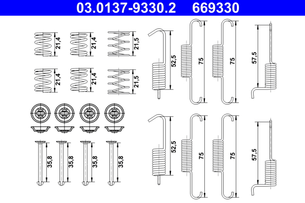 Kit accessori, ganasce freno stazionamento ATE 669330