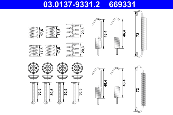 Kit accessori, ganasce freno stazionamento ATE 669331