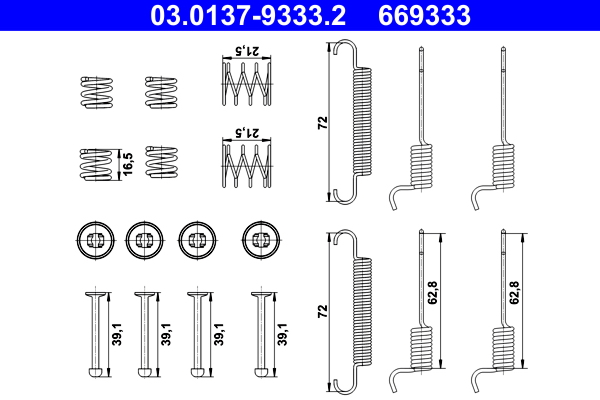 Kit accessori, ganasce freno stazionamento ATE 669333