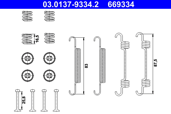 Kit accessori, ganasce freno stazionamento ATE 669334