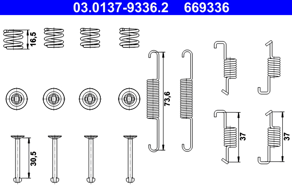 Kit accessori, ganasce freno stazionamento ATE 669336