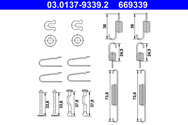 Kit accessori, ganasce freno stazionamento ATE 669339