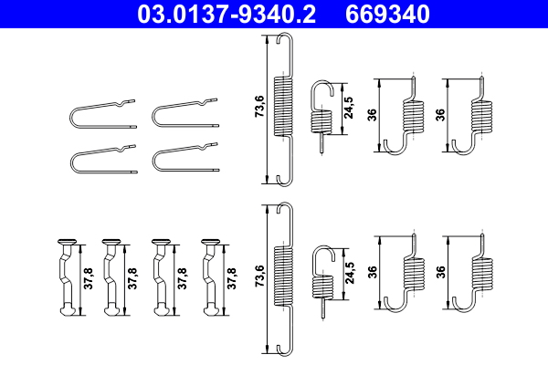 Kit accessori, ganasce freno stazionamento ATE 669340