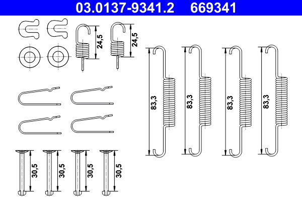 Kit accessori, ganasce freno stazionamento ATE 669341