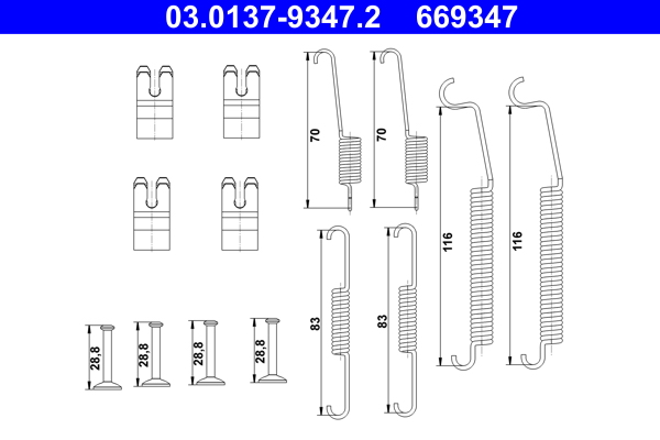 Kit accessori, ganasce freno ATE 669347