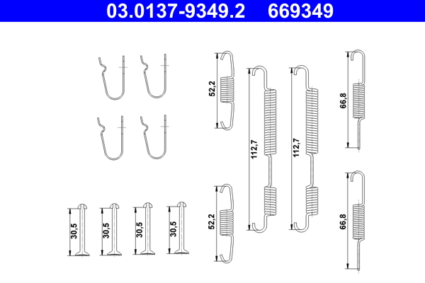 Kit accessori, ganasce freno ATE 669349
