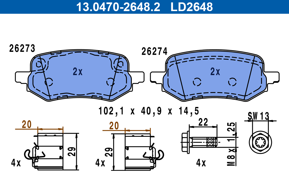 Pastiglie freno ATE LD2648