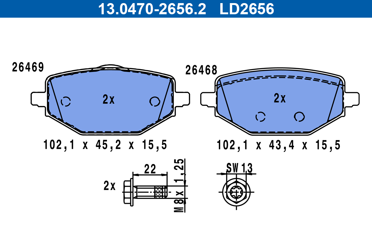 Pastiglie freno ATE LD2656