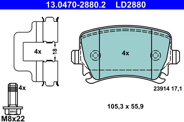 Pastiglie freno ATE LD2880