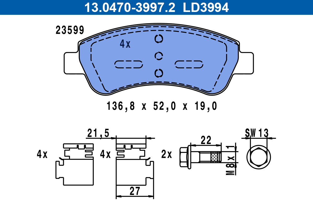 Pastiglie freno ATE LD3994