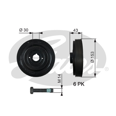 Puleggia cinghia, albero a gomiti GATES TVD1005A