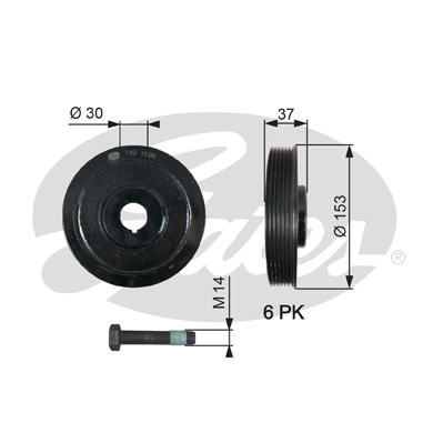 Puleggia cinghia, albero a gomiti GATES TVD1006A
