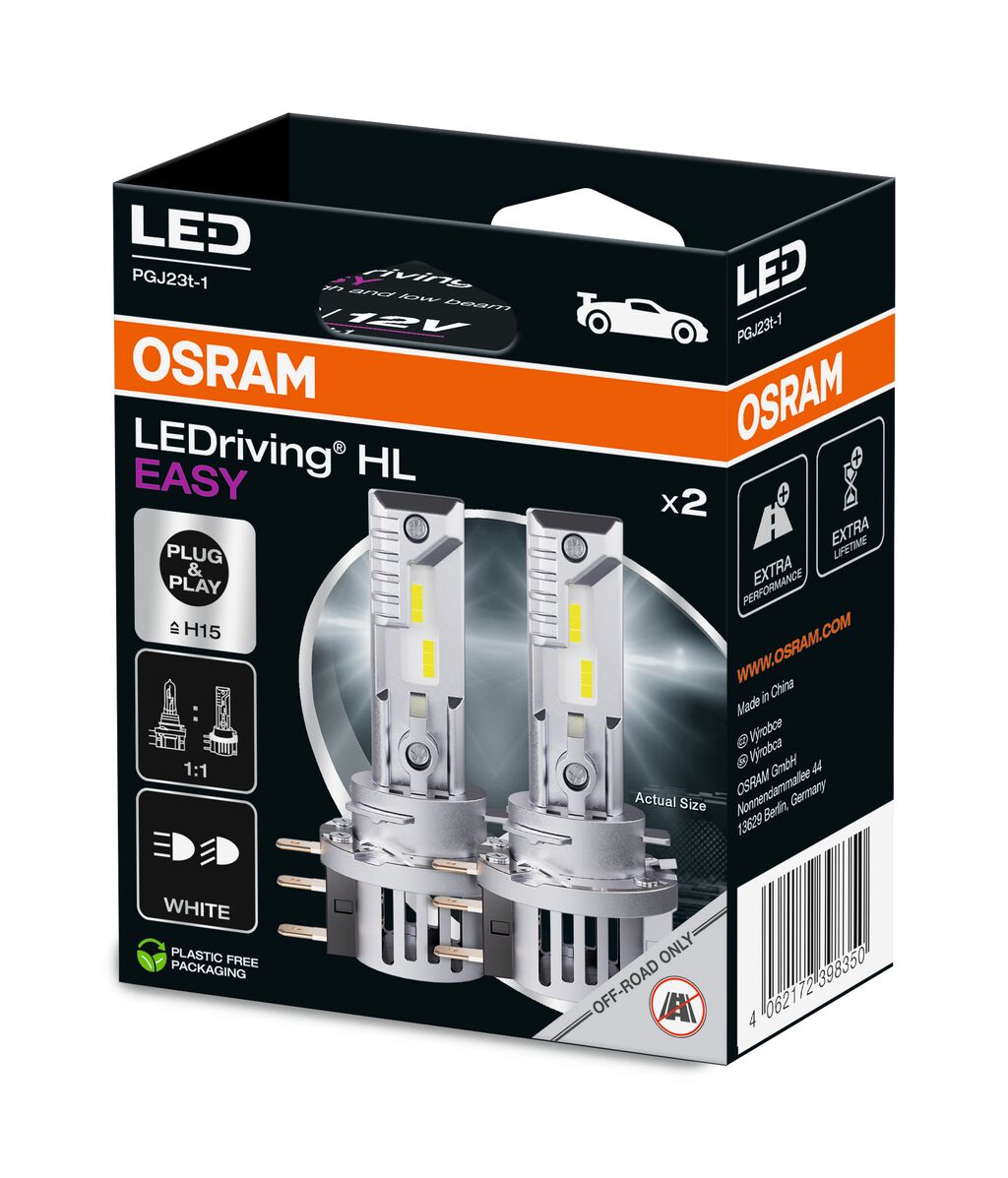 OSRAM LEDRIVING EASY H15 COOL WHITE 6500K 12V KIT (EX HCB)