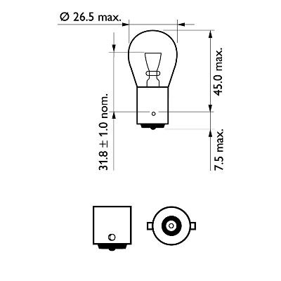 PHILIPS LAMPADA P21W VISIONPLUS 12V 21W