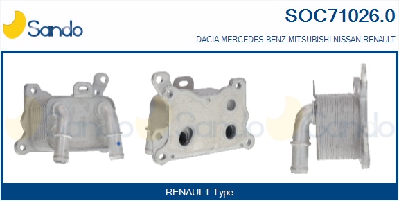 Radiatore olio, olio motore SANDO SOC71026.0