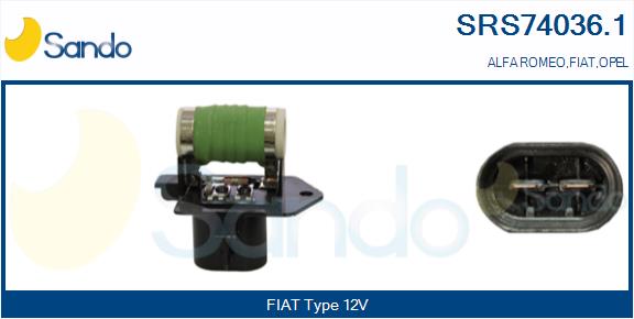 Resistore addizionale, elettromotore-ventola radiatore SANDO SRS74036.1