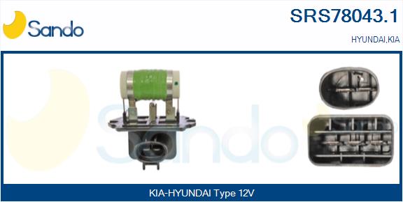 Resistore addizionale, elettromotore-ventola radiatore SANDO SRS78043.1