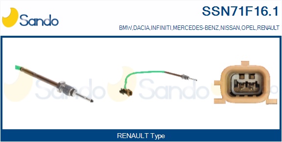 Sensore, temperatura gas scarico SANDO SSN71F16.1