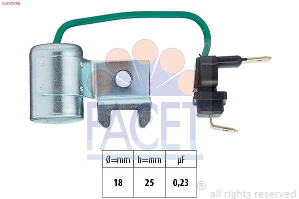 Condensatore, impianto d'accensione FACET 0.0179/96