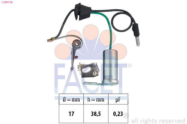 Kit contatti, distributore di accensione FACET 1.3691/26