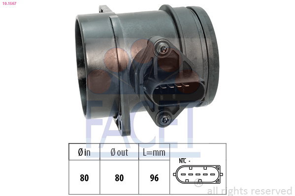 Sensore, temperatura aria aspirata FACET 10.1567