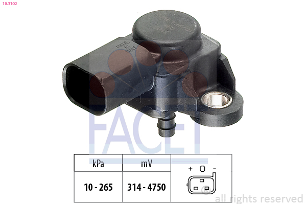 Sensore, pressione gas scarico FACET 10.3102