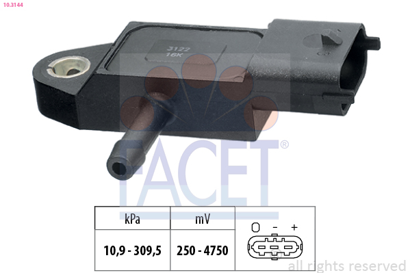 Sensore, pressione gas scarico FACET 10.3144