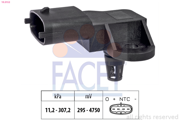 Sensore, pressione gas scarico FACET 10.3152