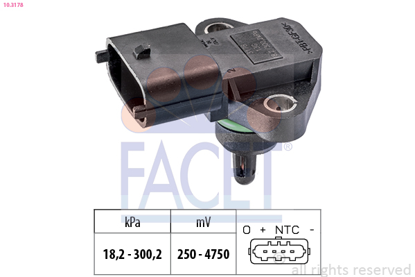 Sensore, pressione gas scarico FACET 10.3178