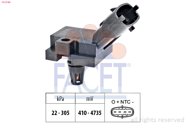 Sensore, pressione gas scarico FACET 10.3186