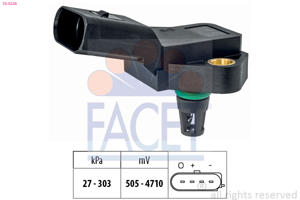 Sensore, pressione gas scarico FACET 10.3228