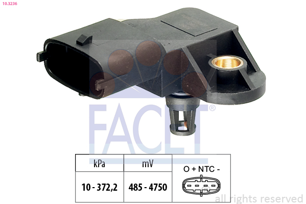 Sensore, pressione gas scarico FACET 10.3236